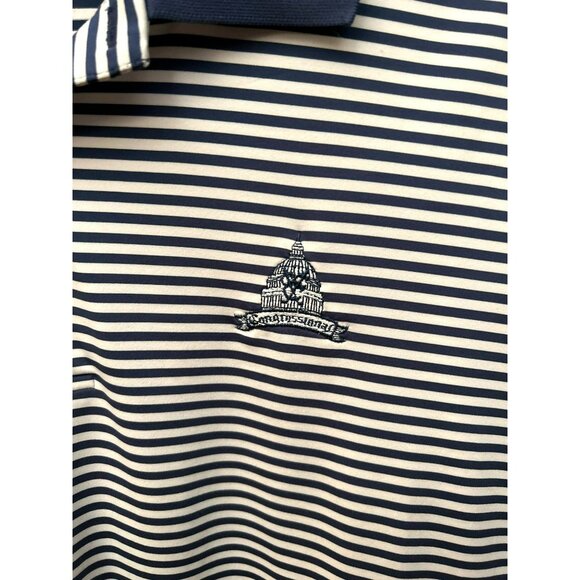 Peter Millar Navy Blue White Congressional Performance Polo Shirt XXL Striped - Picture 3 of 7